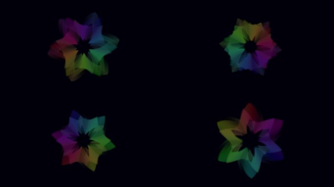 彩色花朵绽放动画迷幻光效花朵旋转对称交织