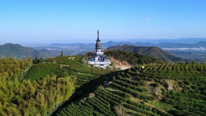 航拍杭州径山寺