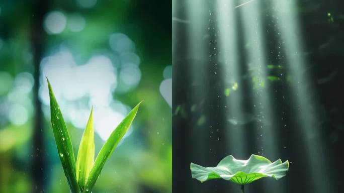 谷雨雨水春雨下雨节气自然禅意清新春天茶意