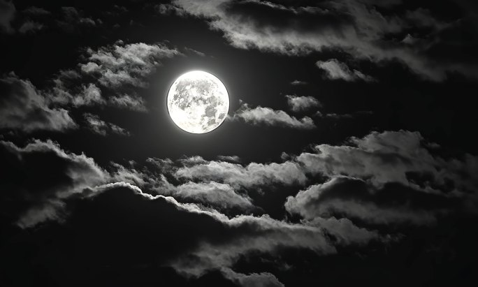 月亮的阴晴圆缺夜晚的月亮月球夜空