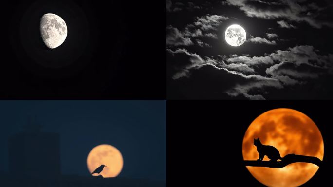 月亮的阴晴圆缺夜晚的月亮月球夜空
