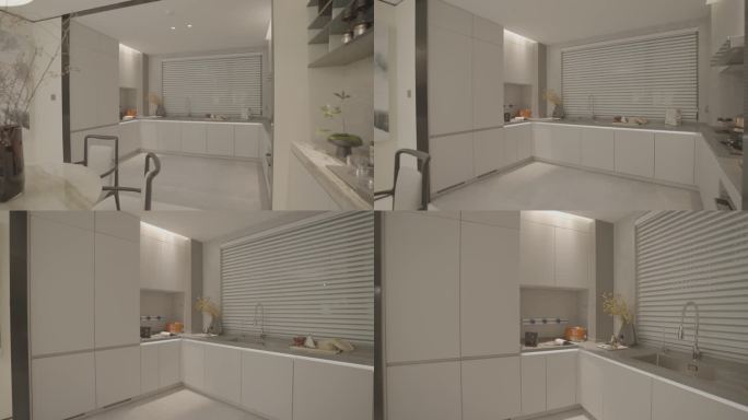 白灰色系开放式餐厅厨房样板间