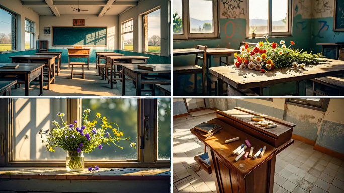 乡村学校 破旧教室 教室空镜头 儿时回忆