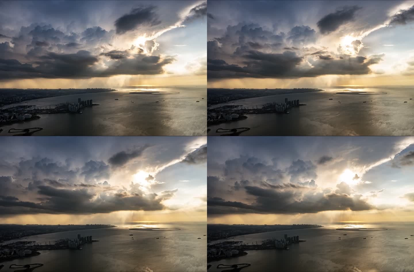 雷雨云下的城市海岸线