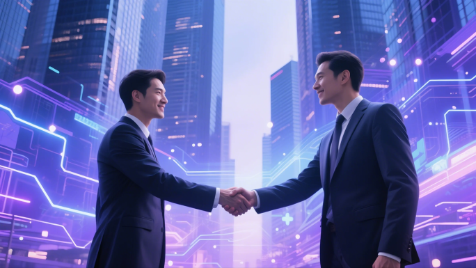 商务合作商务人士办公会议商业精英握手洽谈
