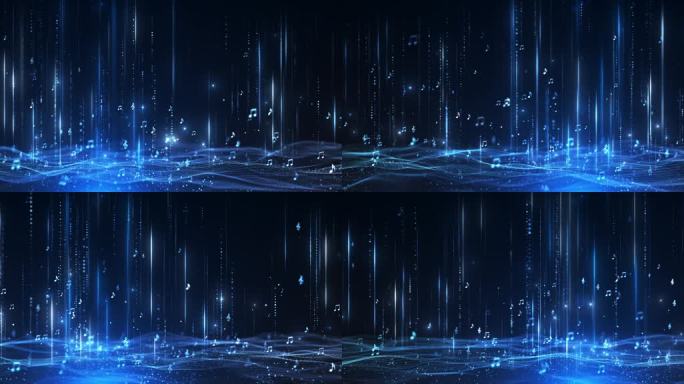 蓝色音符光效粒子背景