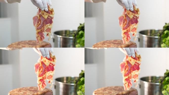 手套展示切割薄片透光