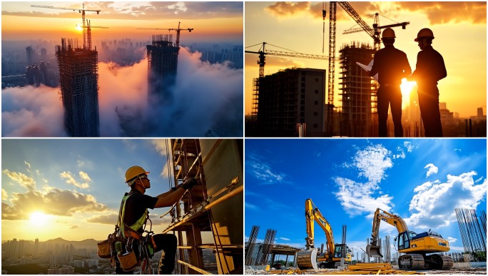 【4K画质】工地延时建筑工人施工建设合集