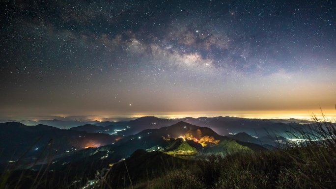 群山璀璨星河壮丽山河银河星空日出延时6K