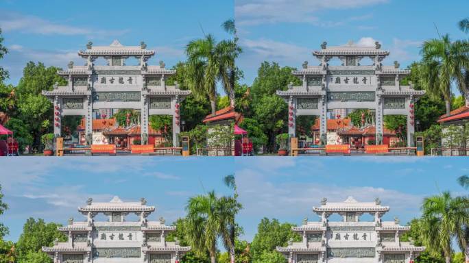 古风中国传统建筑风光青龙古庙牌坊延时8K