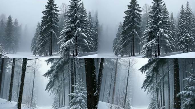 暴风雪中的寂静森林