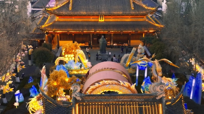 南京市夫子庙航拍人流旅游景区景点