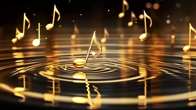 金色水波荡漾音符音乐