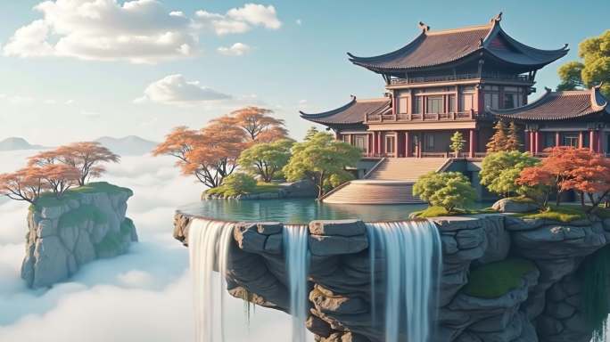 唯美仙境仙山 天宫 云上天宫 云海云雾