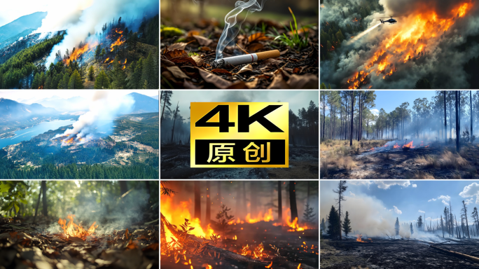 山火森林火灾航拍防火山火防灾减灾日烟头