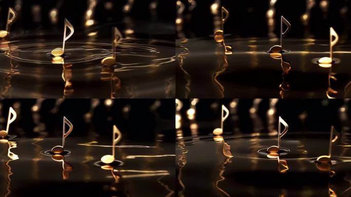 金色音符水面涟漪