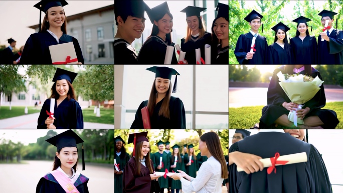 大学生毕业季的青春纪念校园毕业帽学位证书