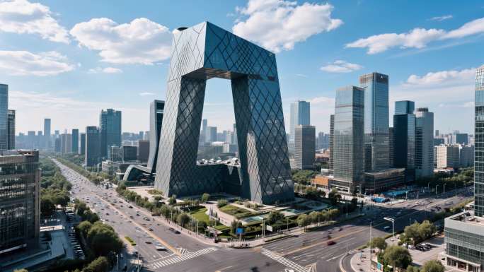 北京国贸CBD城市风光日景夜景延时摄影