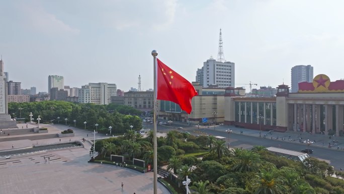 南昌地标八一广场航拍空镜头夜景