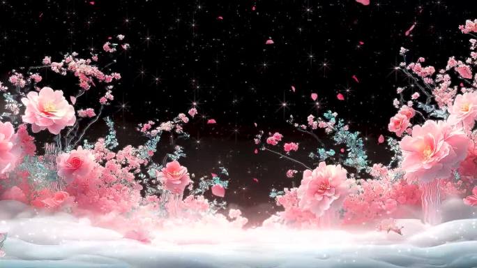 【6K】宽屏 梦幻婚礼粒子花海 节目背景