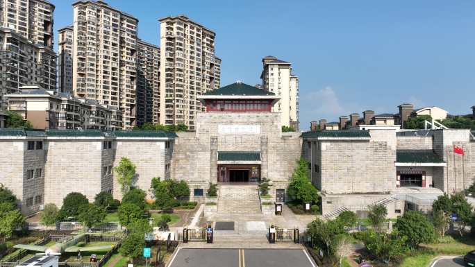 岳阳博物馆航拍岳阳市城市建筑风光