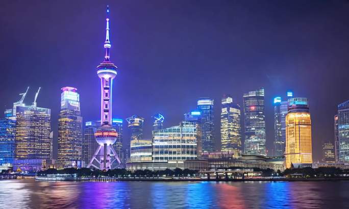 上海城市夜景陆家嘴风光