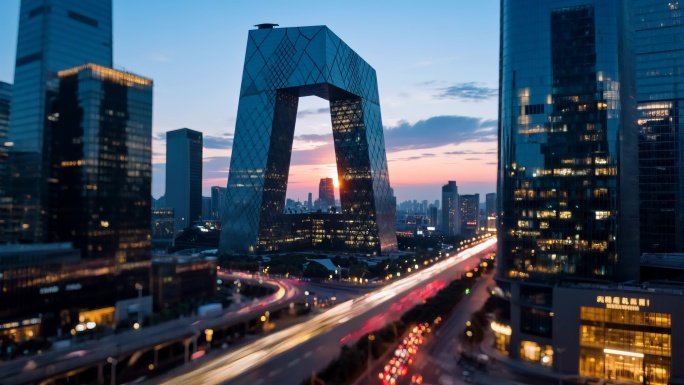 一线城市风光CBD建筑群延时摄影