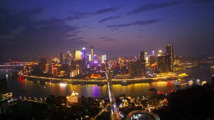 重庆地标渝中半岛 朝天门夜景航拍