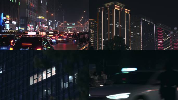 写字楼夜景，夜晚加班，高端，办公