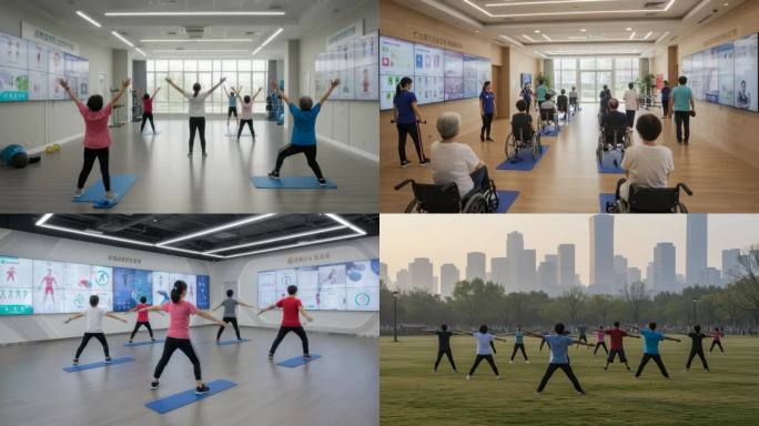 老年人拉伸跳操康养锻炼健身