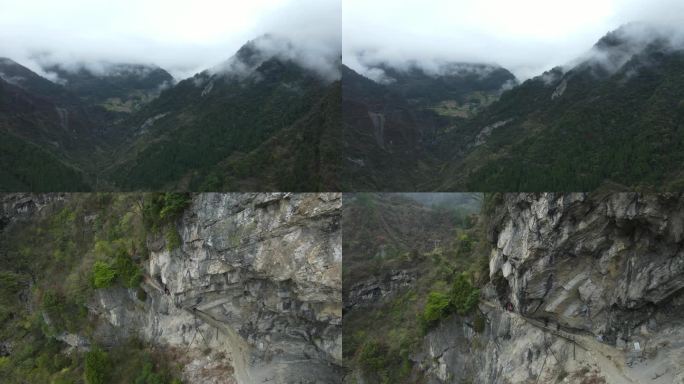 悬崖峭壁上的险峻栈道