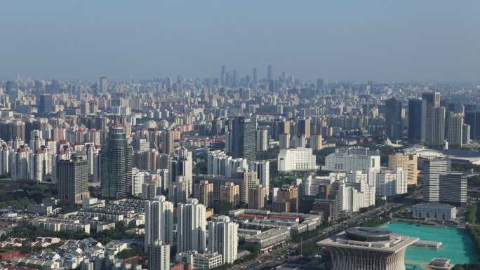 北京城市天际线鸟瞰4K灰