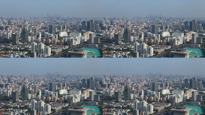 北京城市天际线鸟瞰4K灰
