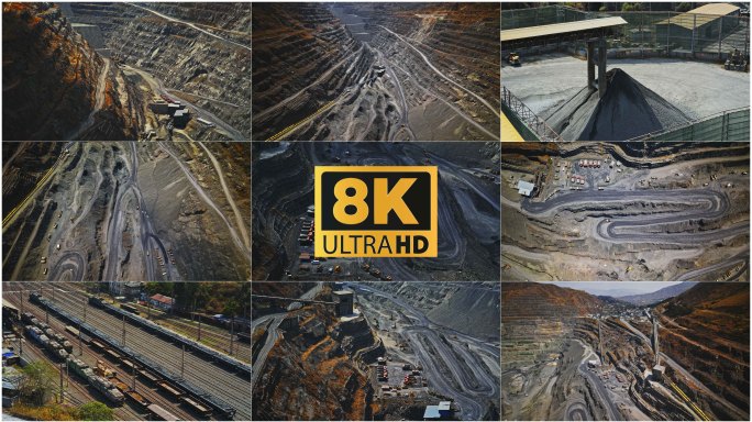 8K炸裂航拍【大型钢铁矿产矿坑开采】
