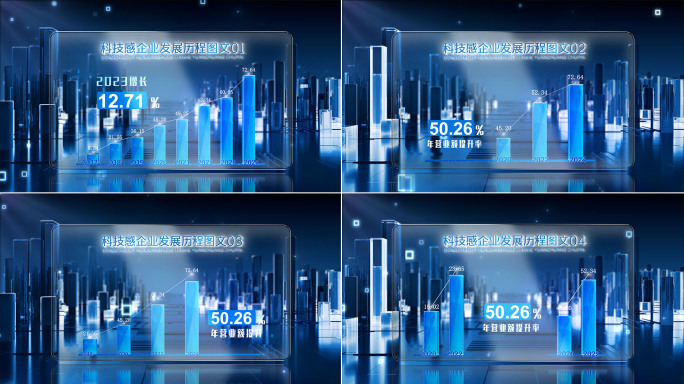 蓝色科技感柱形图柱状图直方图数据展示