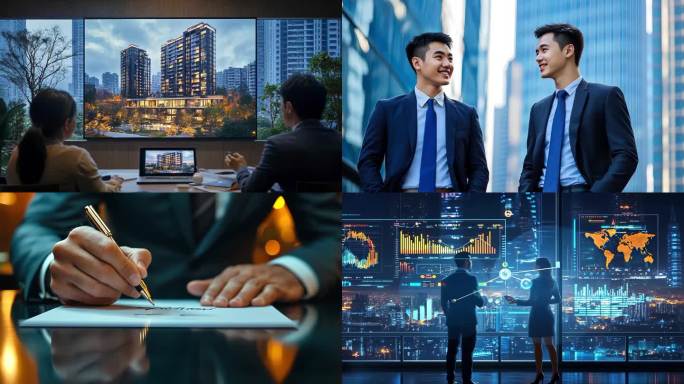 商业精英团队判工作签约握手合作商务人士谈
