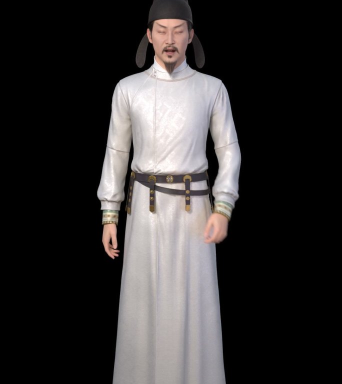 古代文人李白全身虚拟形象 介绍动画