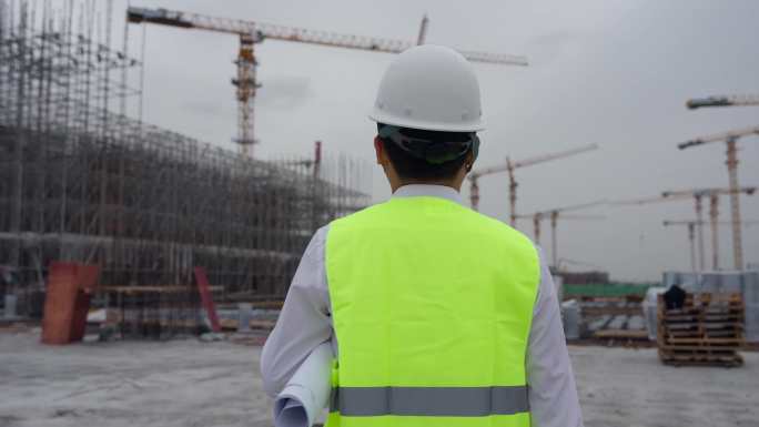 繁忙建筑工地施工现场