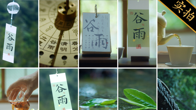 【谷雨竖版】节气日历 下雨雨水 采茶泡茶