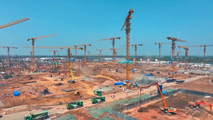 江苏南京江北新区南京北站繁忙的建筑工地