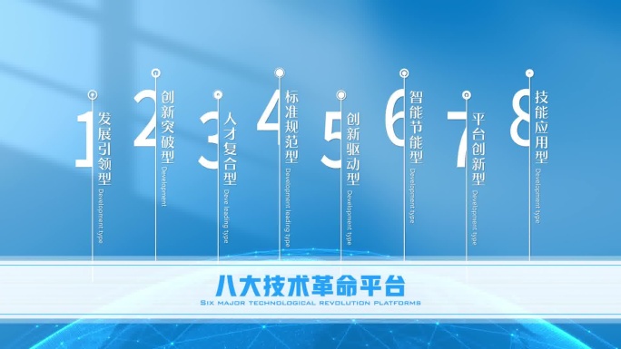 2K蓝色简洁数字+文字 板块分类