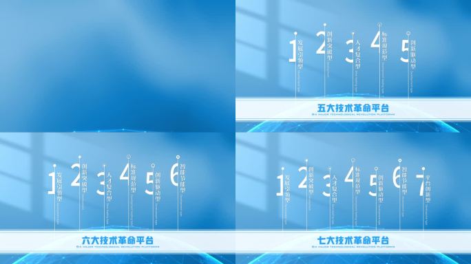 2K蓝色简洁数字+文字 板块分类