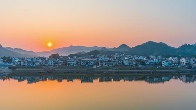 江南水乡水墨画卷乡村日出