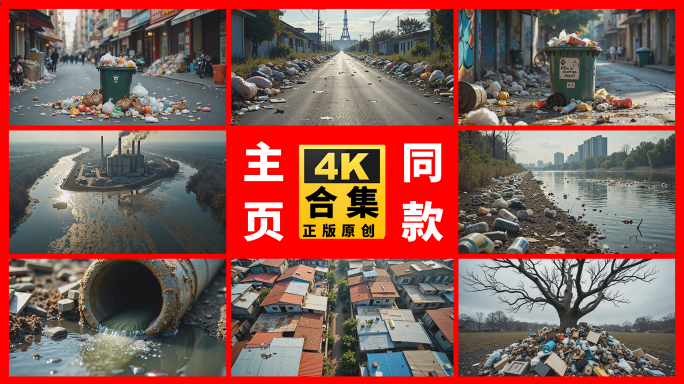 城市垃圾污染环境脏乱差臭街道垃圾处理