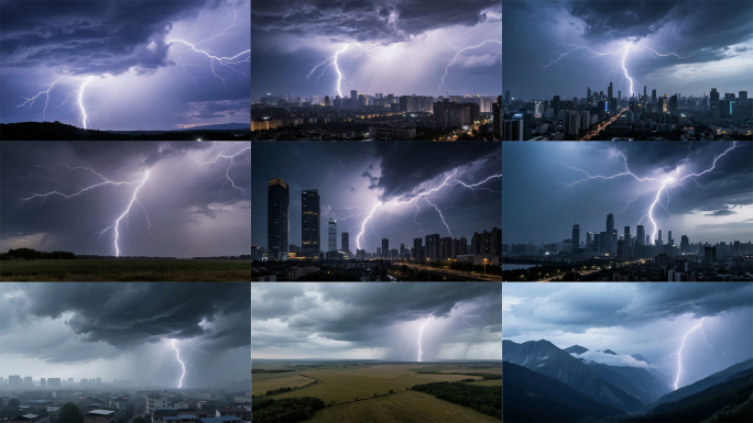 【4k】闪电雷暴积雨云极端雷暴闪电形态