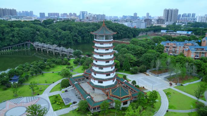 航拍长沙城市地标建筑与自然风光