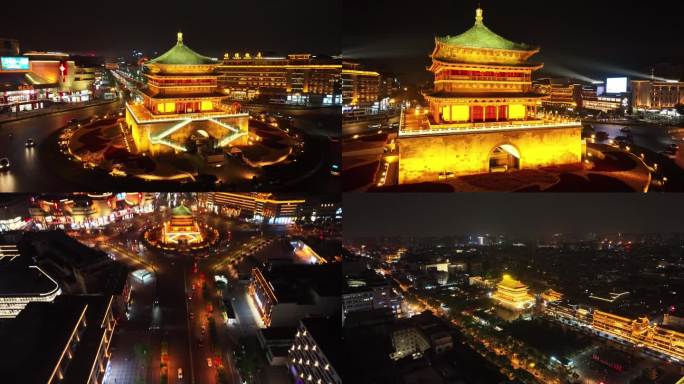 西安钟楼夜景合集