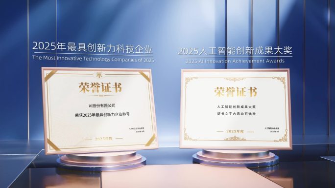 蓝色高端企业证书荣誉资质奖牌