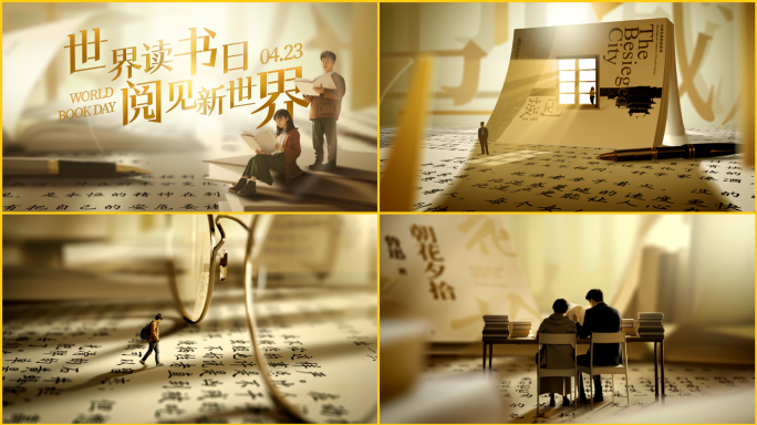读书日片头教师节片头知识书籍书本国风片头