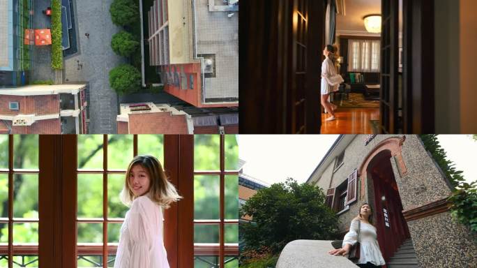 小资美女在思南公馆 美女跳舞喝咖啡慢生活